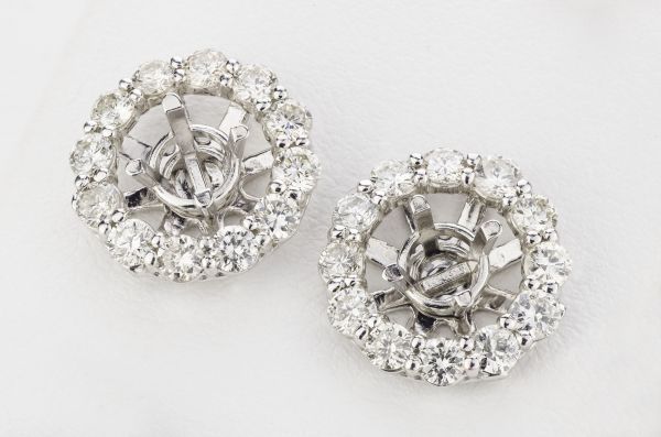 14kt White Gold Round Diamond Earring Jackets